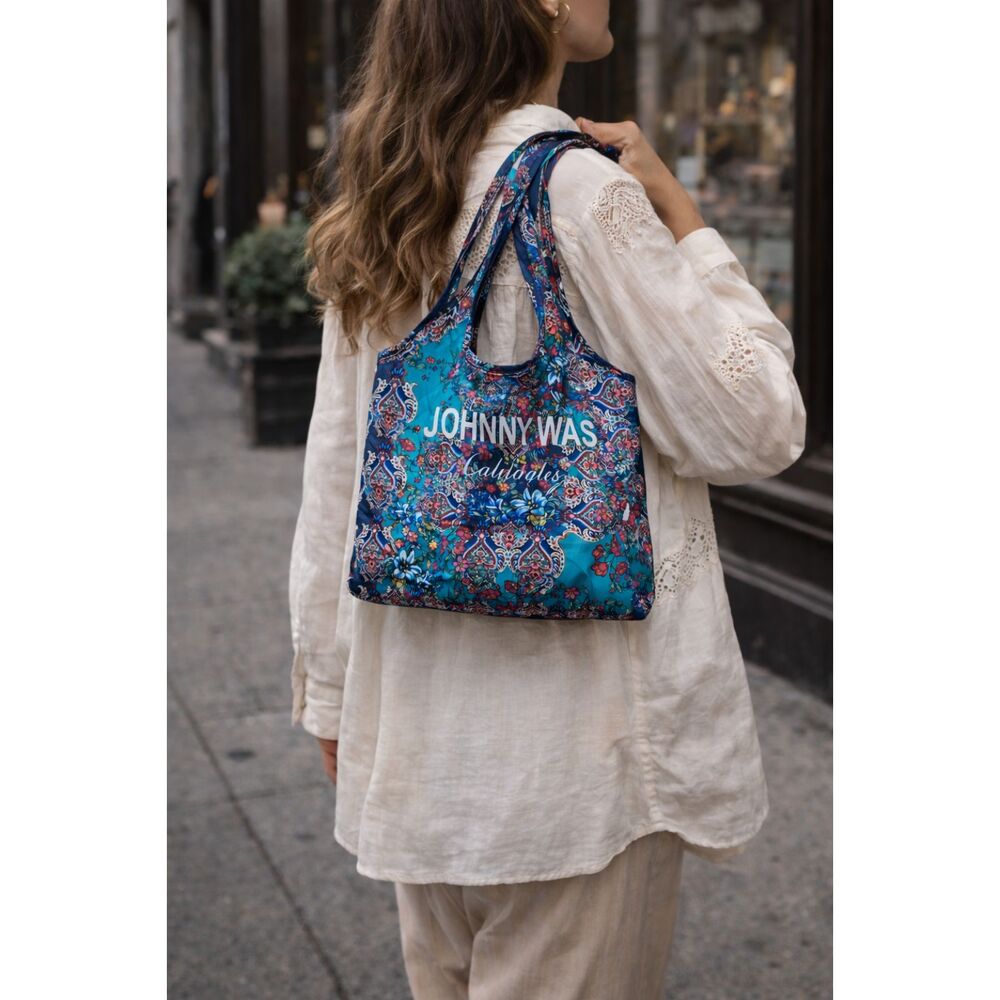 JOHNNY WAS California Fold Up Tote Shopping Bag    Women's Size Medium